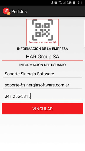 Android application Sinergia Pedidos screenshort