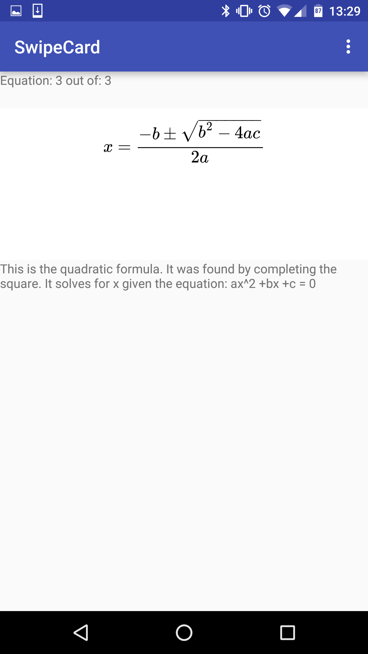 Android application LaTeX Math FlashCards screenshort