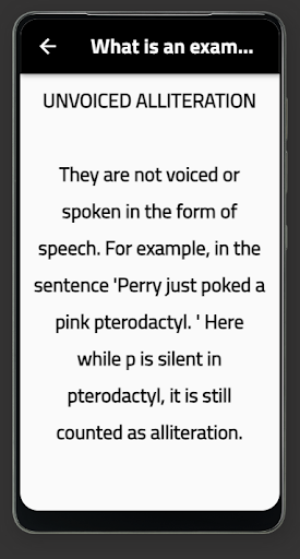 Android application unvoied alliteration screenshort