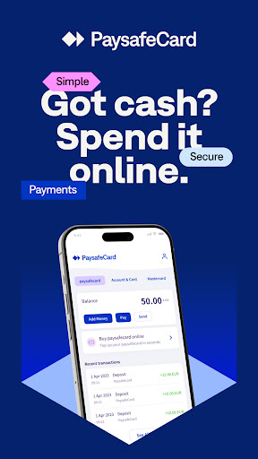 Screenshot of PaysafeCard - prepaid payments