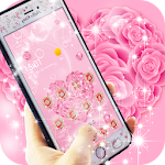 Diamond Pink Rose Heart-shaped theme Apk