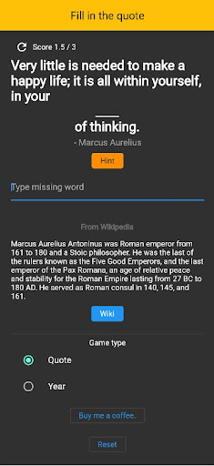 Android application Fill in the quote screenshort