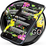 SMS Theme Glass Black Flowers