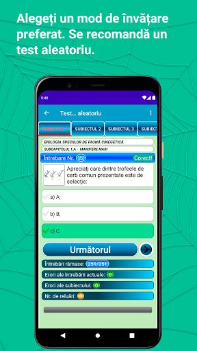 Android application Chestionare examen de vânător screenshort