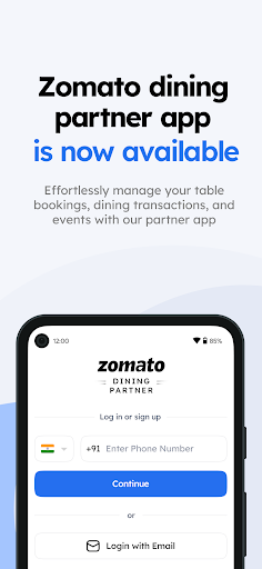 Android application Zomato Dining Partner screenshort