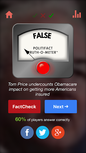 PolitiTruth: A PolitiFact Game Screen 2
