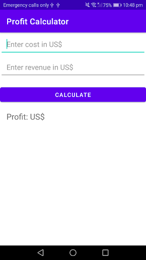 Android application Profit Calculator screenshort