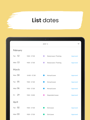 Screenshot of Leave Dates - Staff Planner