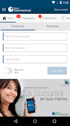 Android application Banca Móvil-Bco. Internacional screenshort