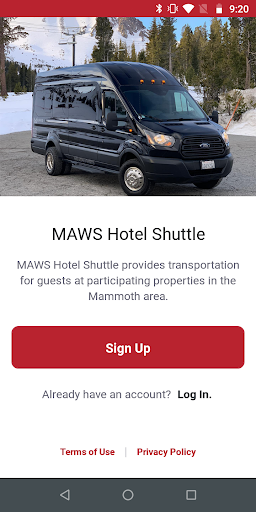 Android application MAWS Hotel Shuttle screenshort