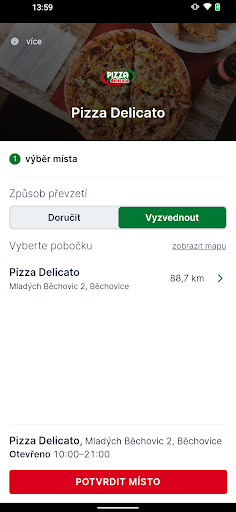 Android application Pizza Delicato Praha screenshort