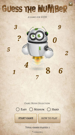 Android application Number Guess Games screenshort