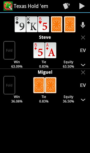 Android application Poker Calculator screenshort