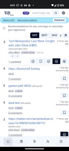 Android application Sift screenshort
