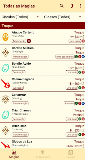 Android application Grimório 5E screenshort