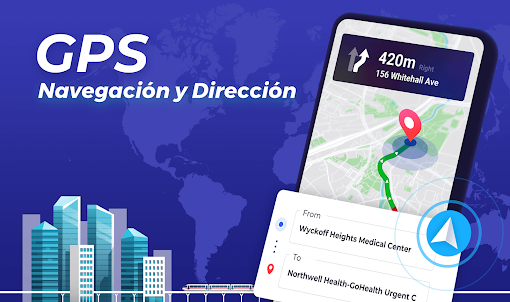 GPS mapa navegación, ubicación