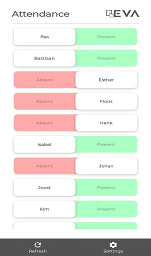 Android application EVA BHV Presentie screenshort