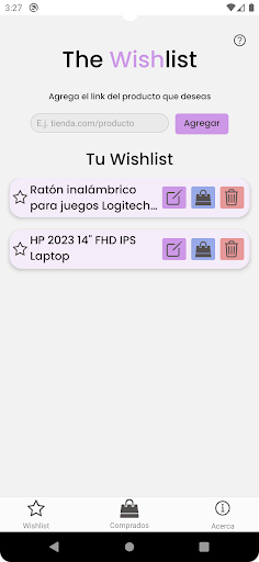 Android application The Wishlist - Lista de deseos screenshort