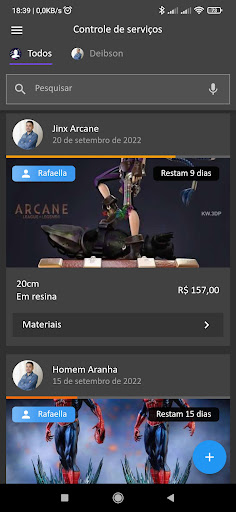 Android application Orçamentos compartilhados screenshort