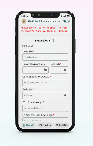 Android application Khai báo & Kiểm soát vào ra screenshort