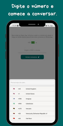 Android application Open Zap - Sem salvar número screenshort