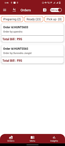 Android application Huntood Retailer screenshort