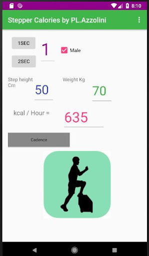 Android application Stepper calories by P.L. Azzol screenshort
