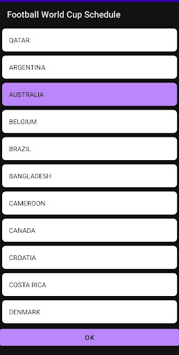 Football World Cup Schedule Screen 2