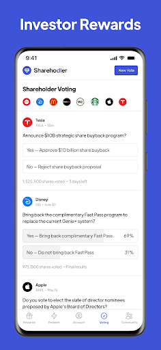 Sharehodler: Investor Rewards Screen 3