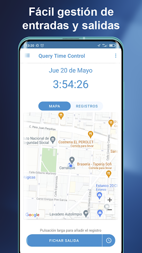 Android application TimeControl: Registro jornada screenshort