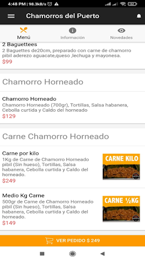 Android application Chamorros del puerto Delivery screenshort