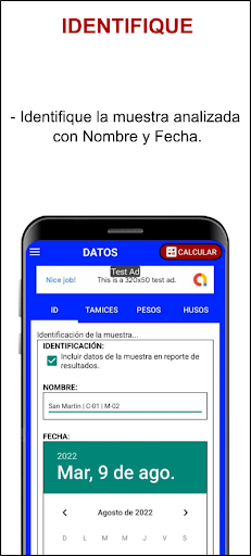 Android application Granulometria screenshort