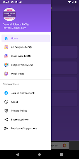 Android application General Science MCQs screenshort