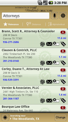 The Woodlands Directory Screen 3