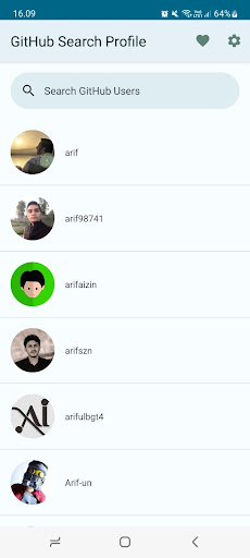 Android application Github User Search screenshort