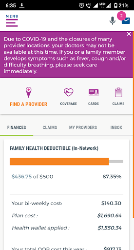 Android application MyCreateHealth screenshort