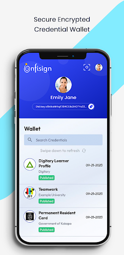 Android application Infisign OpenID Wallet screenshort