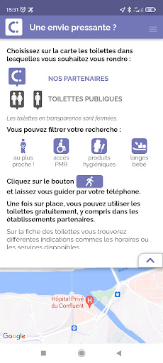 Android application ICI toilettes Bars, Toil. pub. screenshort