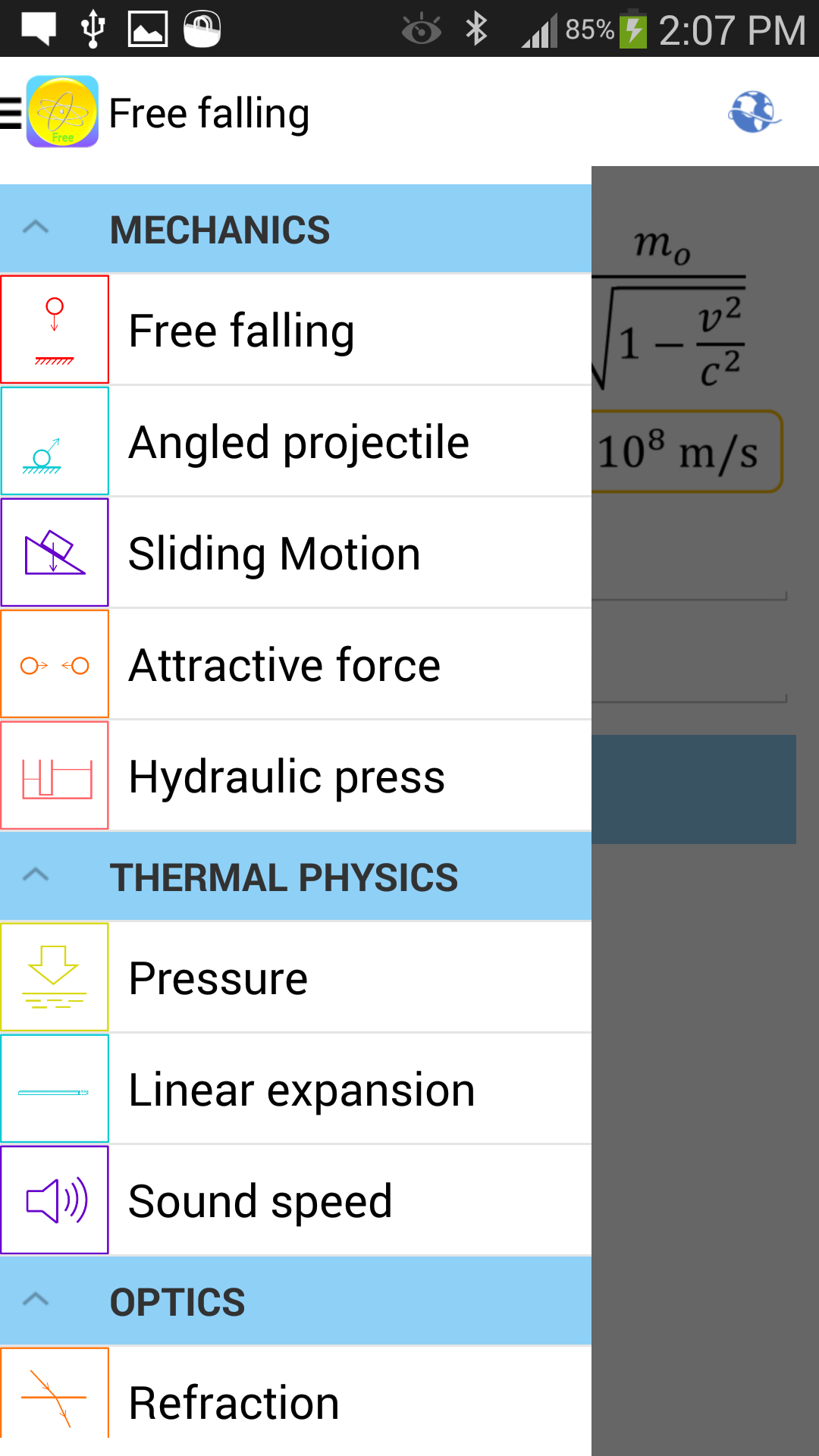 Android application Physics Formulas Free screenshort