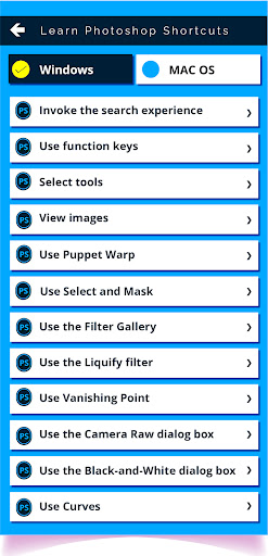 Android application Graphic Tools Shortcuts Keys screenshort