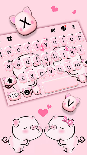 Android application Cute Piggy Love Theme screenshort
