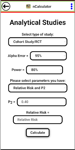 nCalculator- (n-Sample Size) Screen 3