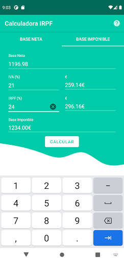 Calculadora Factura IVA IRPF Screen 2
