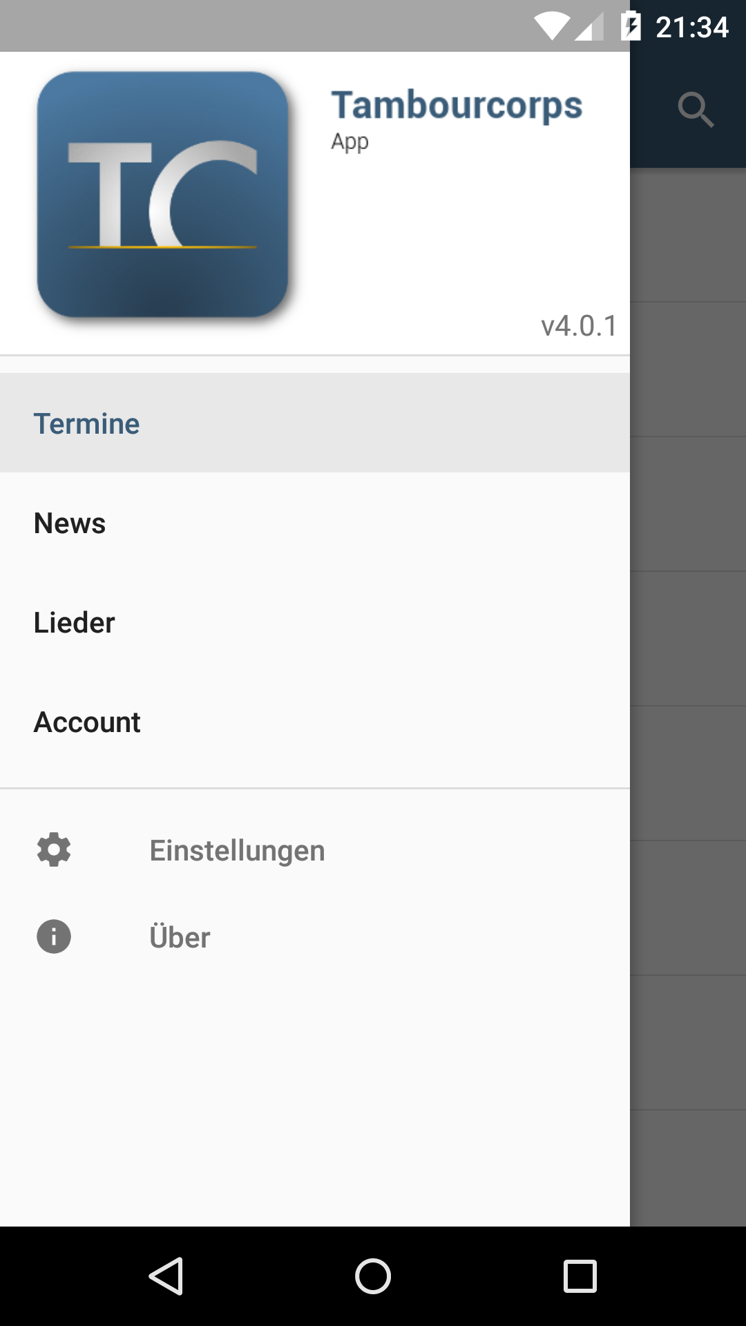 Android application Tambourcorps App - Demo screenshort
