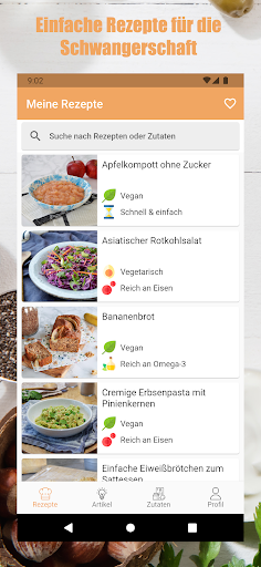 Android application MIMBA Ernährung für Schwangere screenshort