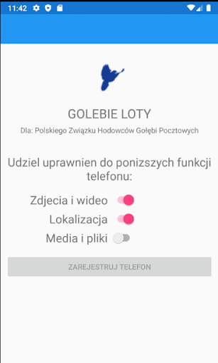 Android application Gołębie Loty screenshort