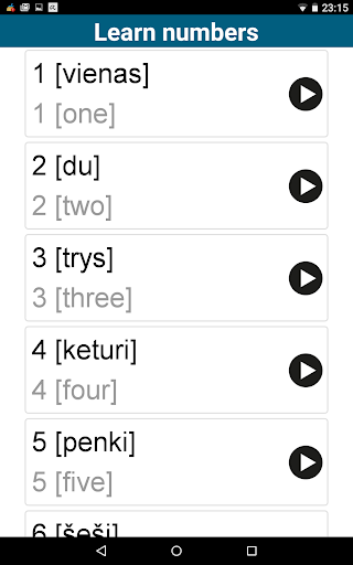 Screenshot of Learn Lithuanian  50 languages
