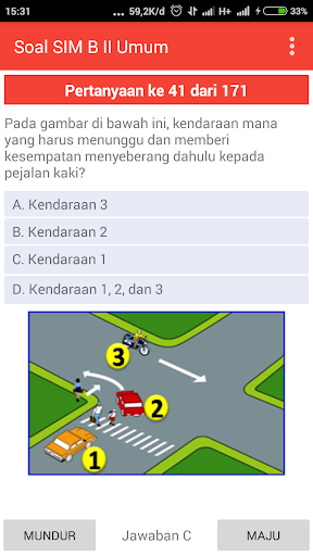 Android application Soal Latihan SIM B II Umum screenshort
