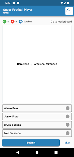Android application Guess Football Player By Clubs screenshort