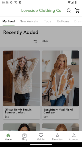 Android application Loveside Clothing Co screenshort